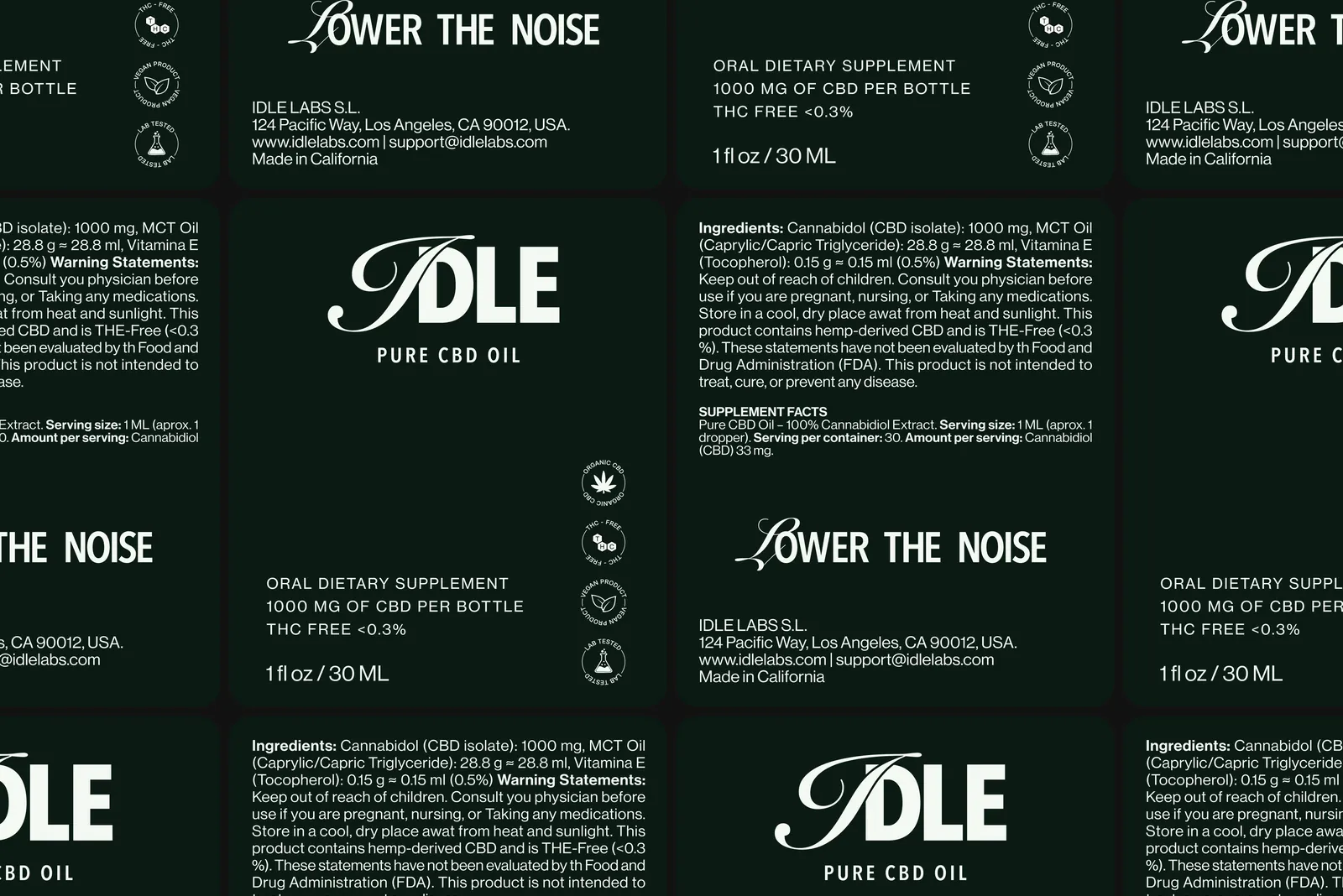 IDLE CBD Oil — the label system