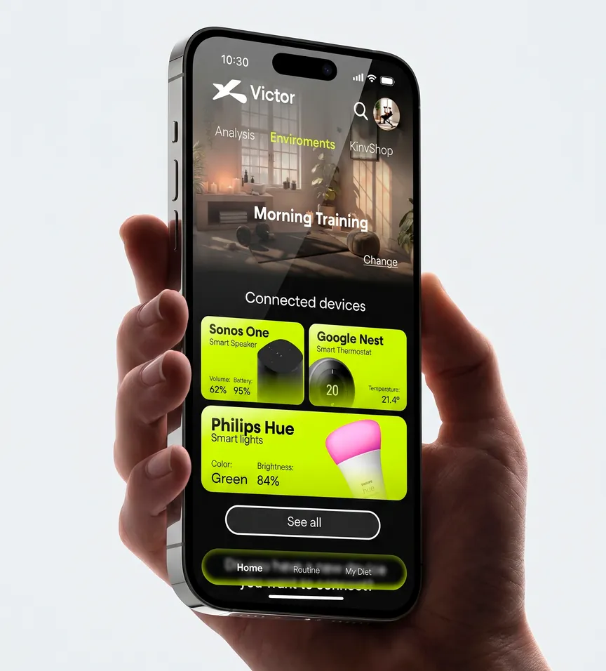 Kinvo — the app, the home screen