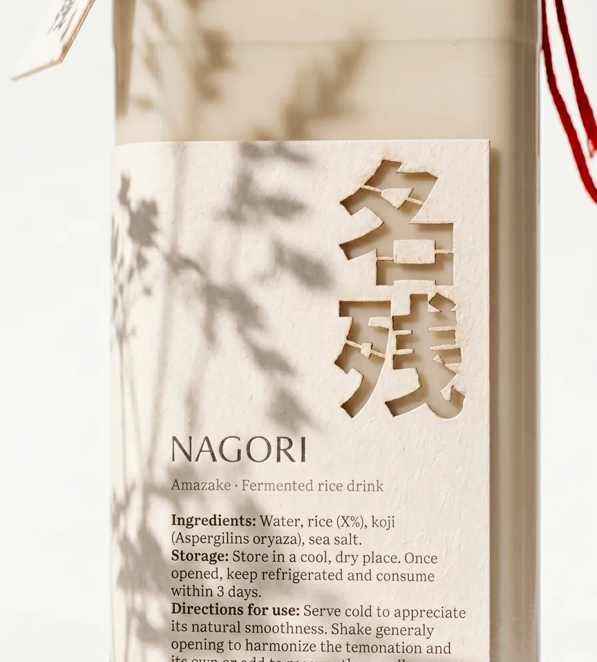 Nagori — the label in place
